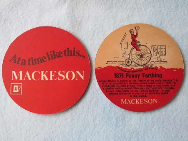 Beer Coaster: MACKESON ~ 1871 Penny Farthing ~ Transport Histories ~ UK Brewery