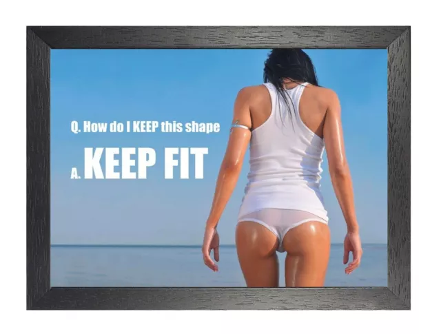 Motivation Keep Fit sexy Mädchen Inspiration Zitat Poster passend für Fitnessstudio Sport Meer Strand