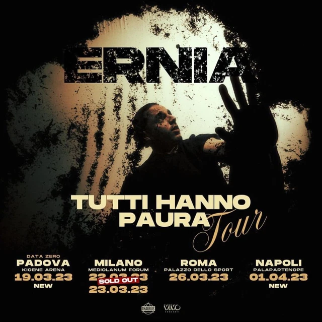 Biglietto concerto Ernia Mediolanum Forum Assago 23 marzo Tutti hanno paura tour