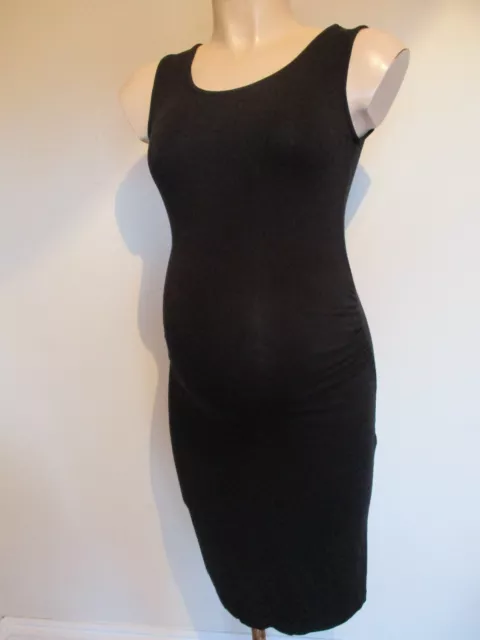 Seraphine Maternity Black Ruched Sleeveless Tank Dress Size M 12-14 Bnwt