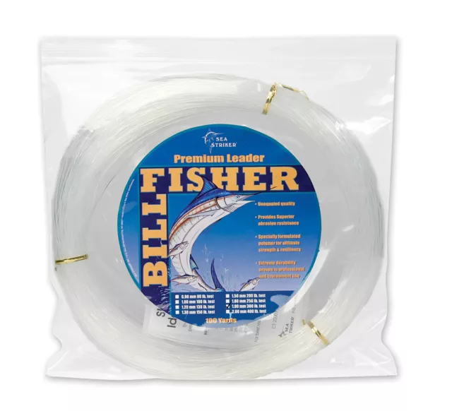 SEA STRIKER BillFisher Mono Leader Coil 100 Lb. 1.0mm 100 Yd Clear LC100-100