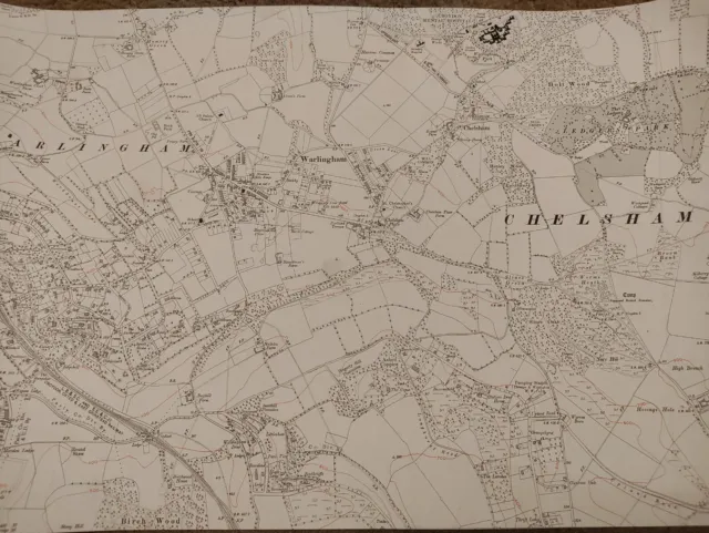 Original 1899 OS Map Sheet Chelsham Warlingham Manor Park LB&SC SE&CR Croydon Ho