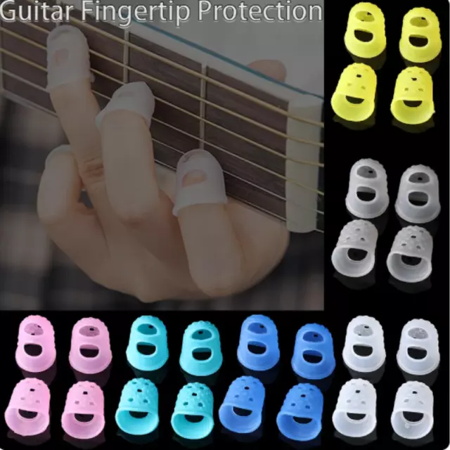 4pcs Silikon Gitarre Finger Guards Fingertip Protector XS-L Schutz Cover Caps