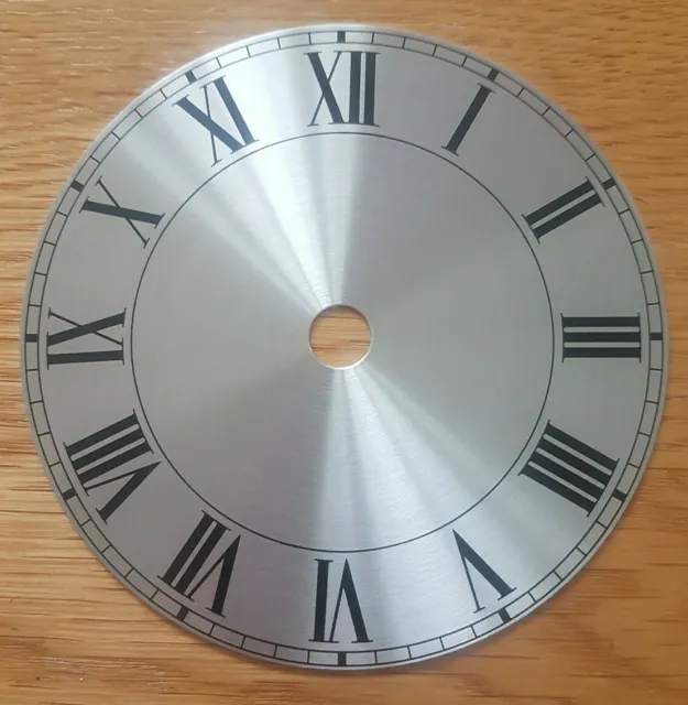 NEW - 4 Inch Clock Dial Face - Silver Finish 104mm - Roman Numerals - DL11