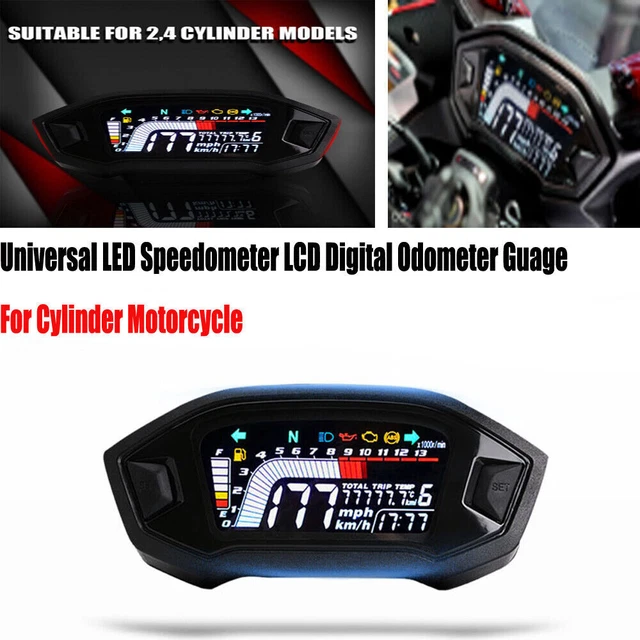 1x 14000RPM LCD Motorcycle Racing Street Bike Speedometer Speed Fuel Gauge Meter