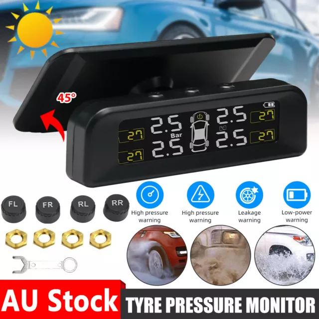 Solar Wireless Tyre Pressure Monitoring System Auto TPMS Tire 4 External Sensors