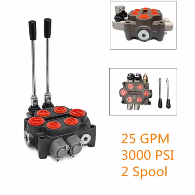 2 Spool 25GPM Hydraulic Control Valve Double Acting Tractor Loader 3000PSI