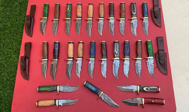 LOT OF 25 Piece  CUSTOM Hand Forged Damascus Steel Hunting Skinner  Knife 4