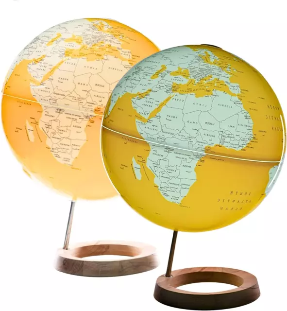 Mappamondo Illuminato Diametro 33Cm Con Base in Legno - Mappamondo Luminoso - Ma