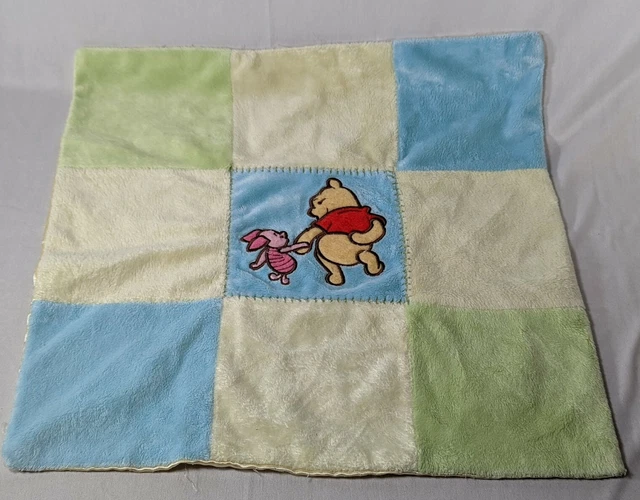 Winnie the Pooh Piglet Patchwork Lovey Blanket Yellow Blue Green VHTF RARE