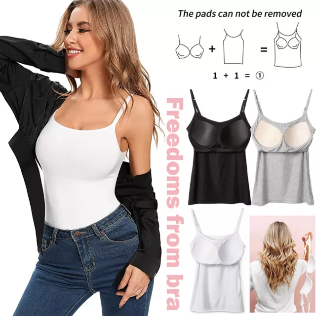 Women Camisole with Built In Padded Bra Adjustable Strap