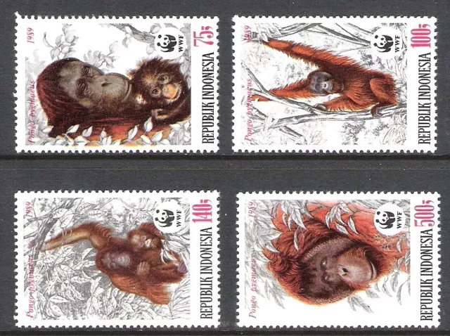 Indonesia 1989 Wwf 'Orangutans' Set Of 4 (Mnh)