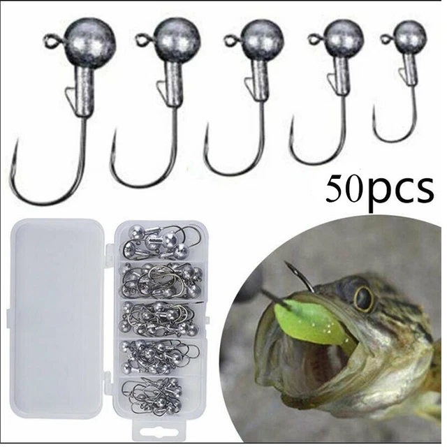 50 Stuck Jigkopf Zander rund Jighead Set Hecht Jigköpfe Rundkopf Jighaken Jigs