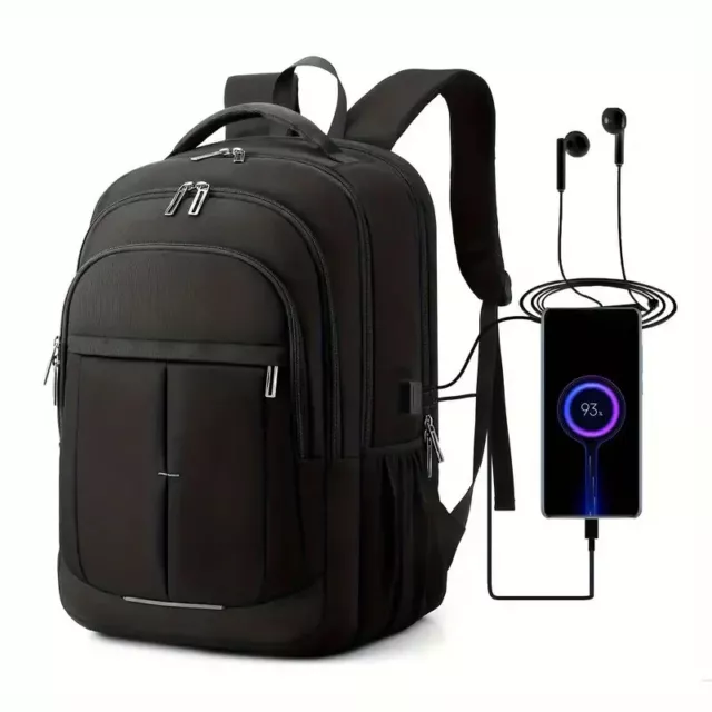 Mochila grande para portátil con carga USB, mochila de negocios para hombres