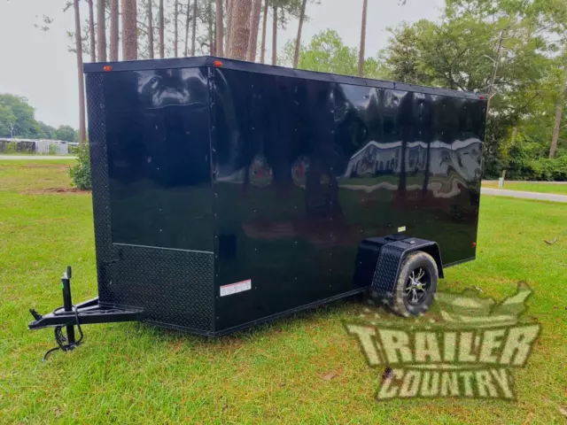 NEW 2024 6x12 6 x 12 V-Nosed Enclosed Black Out Cargo Motorcycle Trailer w/ Ramp