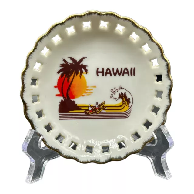 Vintage Hawaii Ceramic Trinket Dish Souvenir Tropical 4.5"