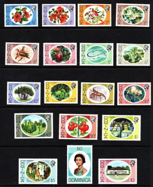 Dominica 1975 Flowers Definitve Set MNH SG 490-507