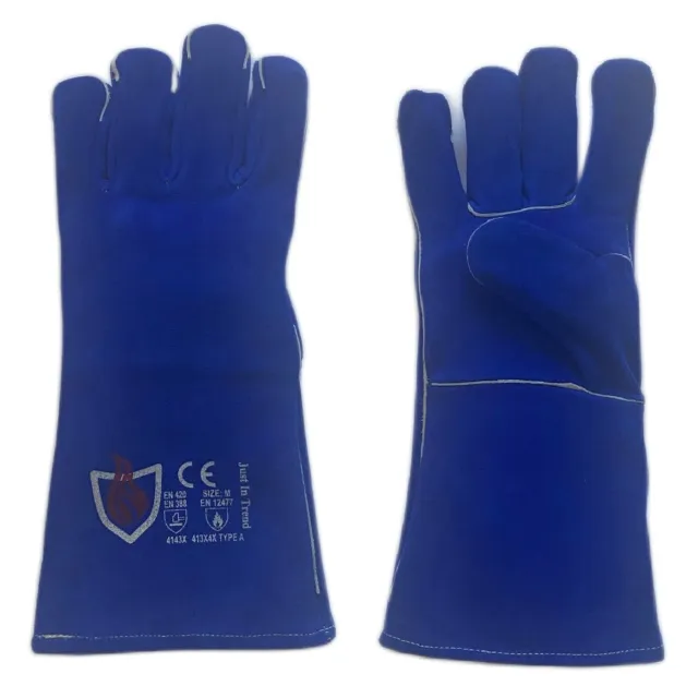 Flame/Heat Resistant Welding Gloves - Royal Blue - Pack of 5