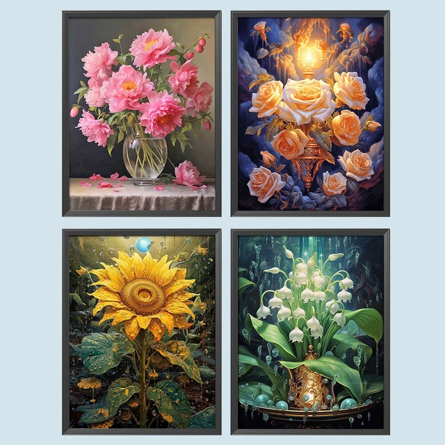 5D DIY Full Round Drill Diamond Painting Flower Kit Home Decoration Art Craft