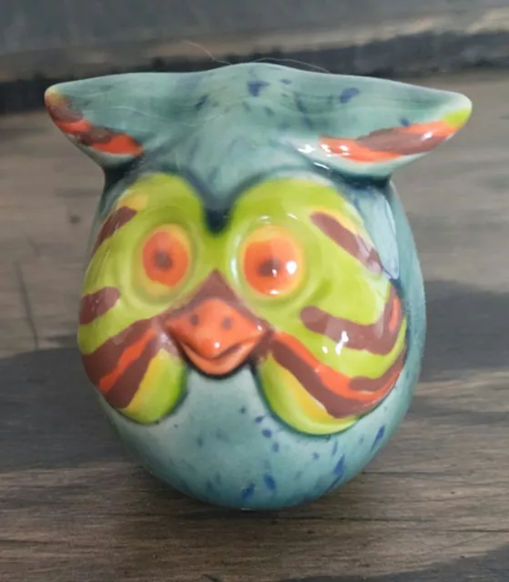 Miniature Owl Figurine ceramic handmade 2 inch glazed pottery