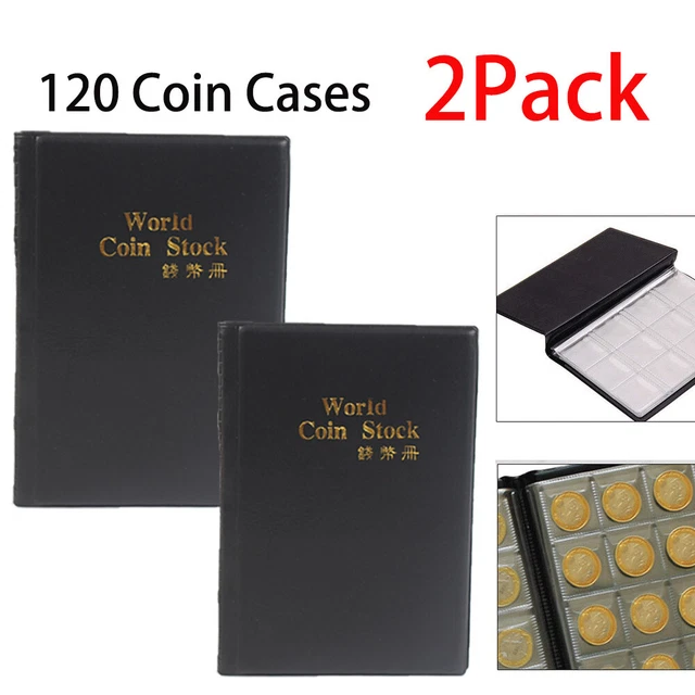 2pcs 120 Pockets Coin Collection Storage Album Money Holder Coins Folder Black