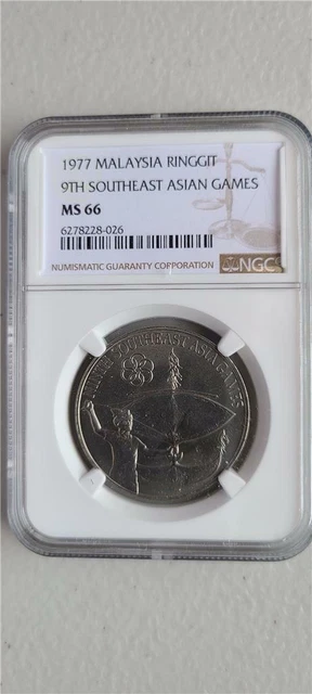 Malaysia 1 Ringgit 1977 9th Southeast Asian Games NGC MS 66