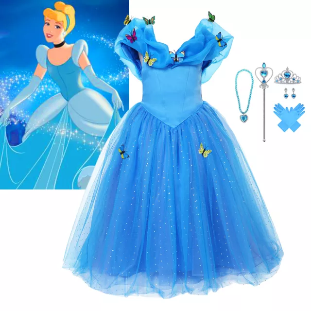 Kids Girl Princess Cinderella Fancy Dress Up Cosplay Costume Party Birthday Gift