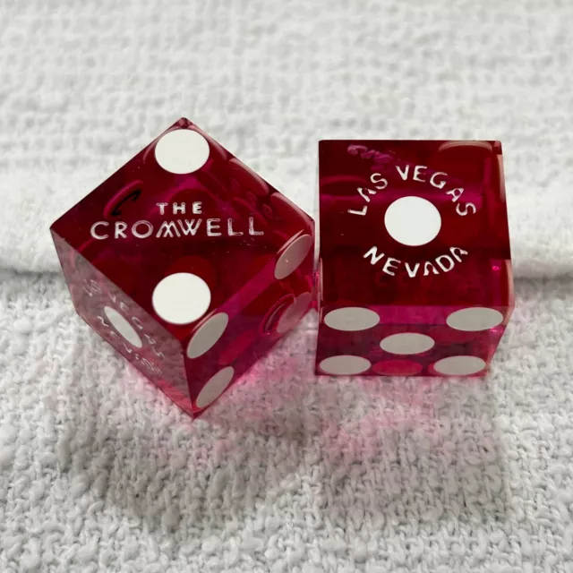 Pair Cromwell Casino Dice, Las Vegas, NV - Clear Magenta, Matching Numbers 556