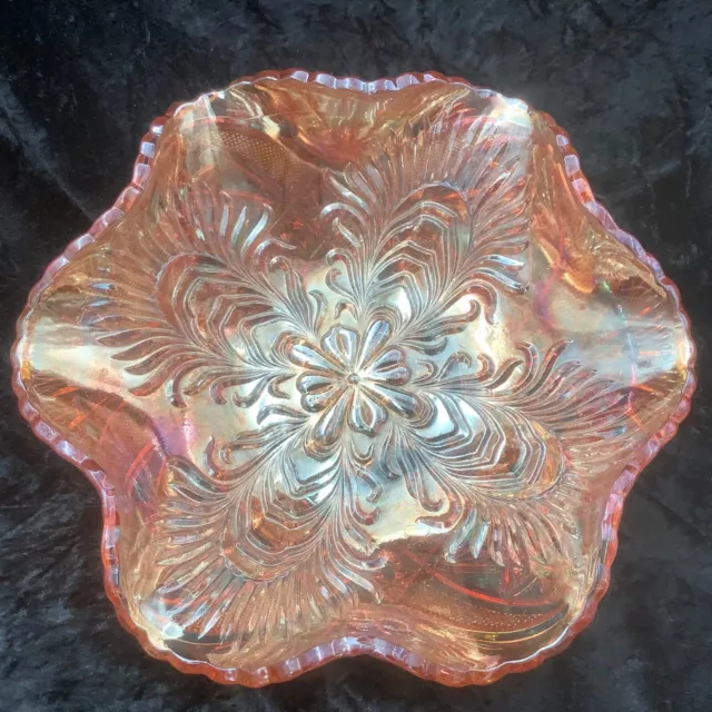 https://www.picclickimg.com/gqEAAOSwn0djhi91/Brockwitz-Carnival-Glass-Bowl-Headdress-Curved-Star-Pattern-Mandarin.webp