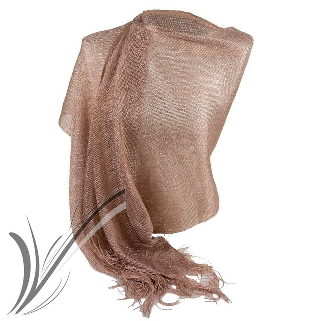 Stola cipria foulard oro rosa cerimonia elegante lurex rose gold sciarpa bronzo