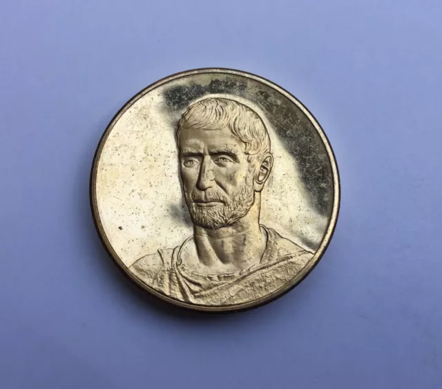 Médaille En Bronze Doré Or 24 KT Tête D’Homme Barbu