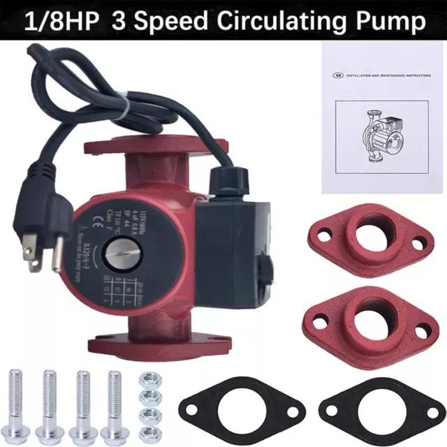 1/8HP 3Speed Cast Iron Circulator Pump,Outdoor Furnace,Hot water heat,Solar,115V