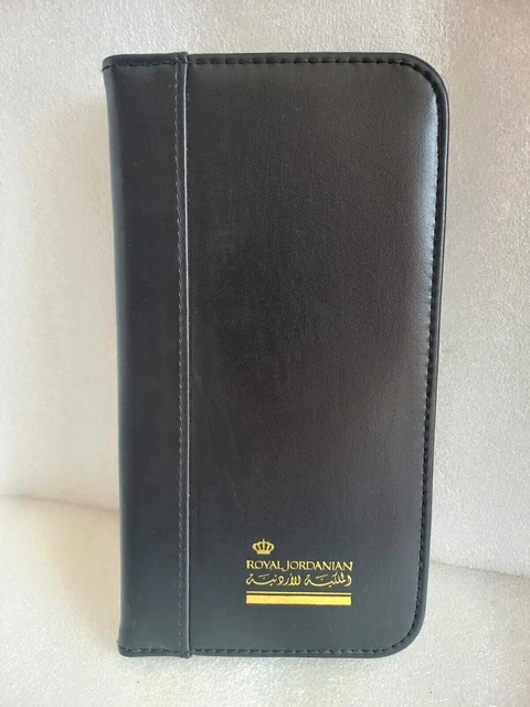 Portafoglio vintage raro Royal Jordanian Alia Airlines card book protector...