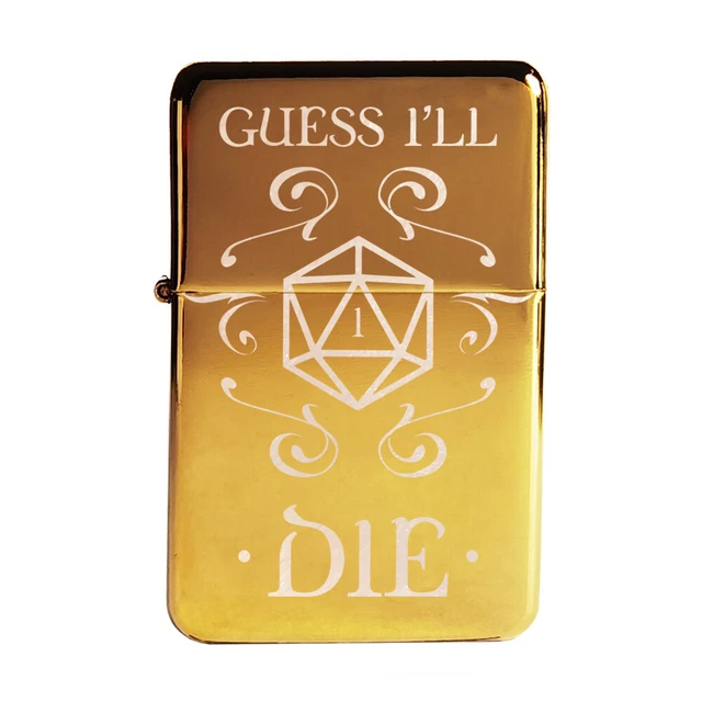 BRAND NEW -  DESIGNED BRUSHED STYLED CIGARETTE PETROL LIGHTER - Guess ill Die