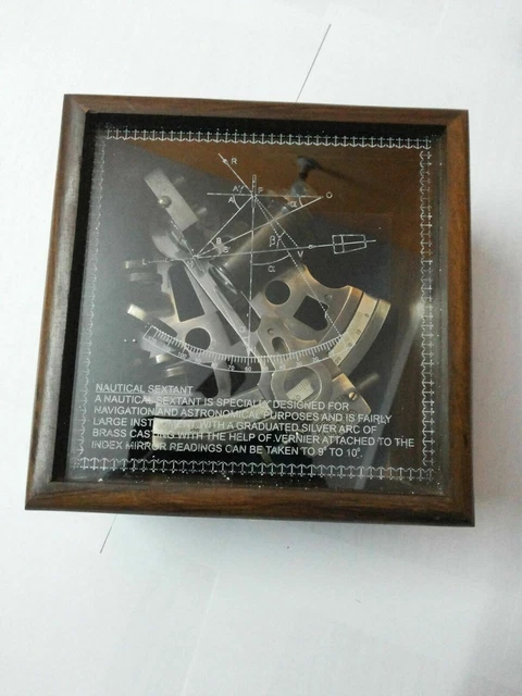 Antique Brass Sextant German Marine Sextant 4 Inch With Wooden Box Handmade Gift