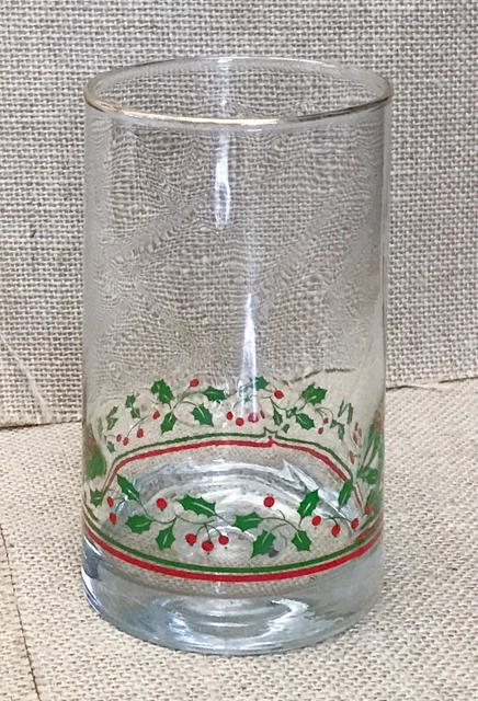 Vintage 1983 Arbys Holly Berries Christmas Glass Tumbler With Gold Rim Holiday
