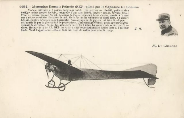 CPA - Monoplan Esnault-Pelterie  - Piloté par le Capitaine De Chaume