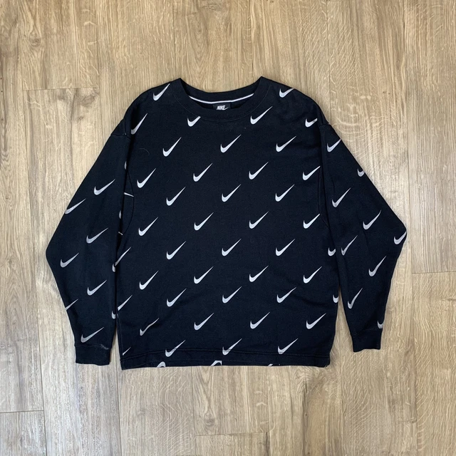 Nike all over print swoosh crew sweatshirt sale