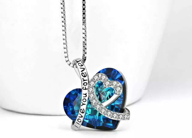 I Love You Forever Heart Pendant Necklace 925 Sterling Silver Jewellery Gift Box