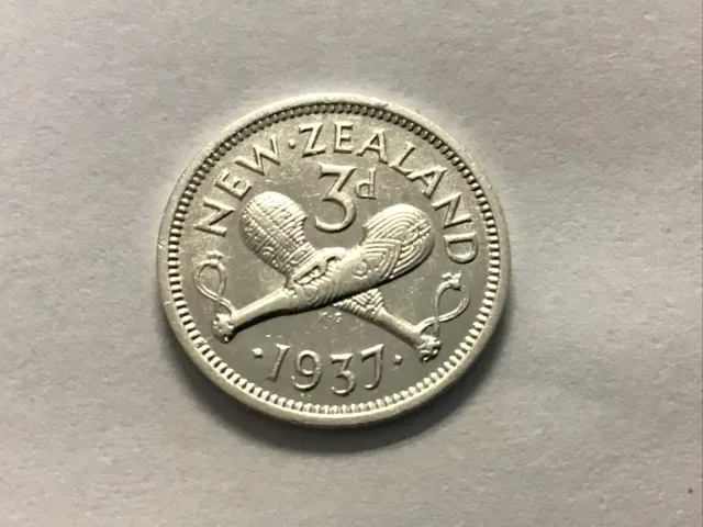 1937 New Zealand 3 Pence Silver