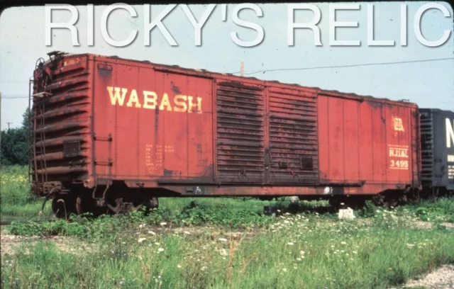 Duplicate Slide WAB/NJI&I #3495 Boxcar Wabash Bement IL 1985 New J. Indiana Ill.