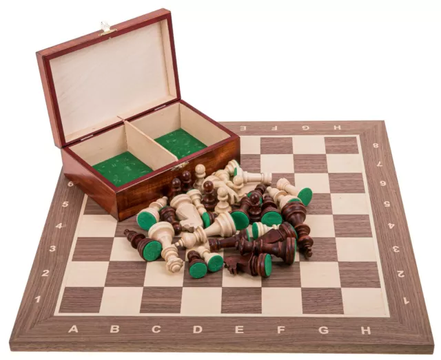 SQUARE - Pro Schach Set Nr. 5 - NUSS - Schachbrett + Schachfiguren aus Holz