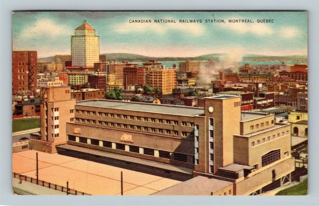 Montreal Quebec Canadian National Railways Station Linen Canada c1948 Postcard  