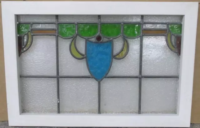 MIDSIZE OLD ENGLISH LEADED STAINED GLASS WINDOW Cute Abstract 22.5" x 15"