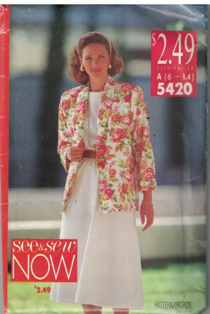 5420 UNCUT Vintage Butterick Sewing Pattern Misses Jacket Top Skirt See Sew Easy