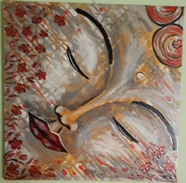 buddha en diagonal, lienzo pintado en acrílico 50x50x2