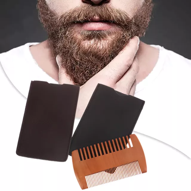 Peine de barba de doble acción barba de madera peine de madera natural antiestático hipoalergénicos