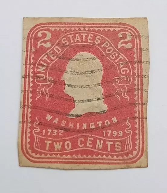 USA 1887 Washington 2c green cut square from embossed envelope 3