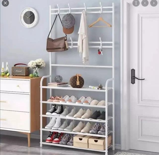 tectake® Appendiabiti da Terra, Mobile Ingresso, Attaccapanni con Panca da Ingresso, Porta Abiti, Armadio Salvaspazio, Ganci Rimovibili - 73,5 x 36 x 184 cm - Legno Industriale Chiaro, Rovere Sonoma