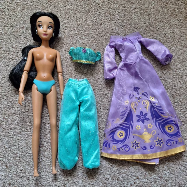 Disney Store Aladdin Princess Jasmine Doll Classic Outfit Extra Purple Dress